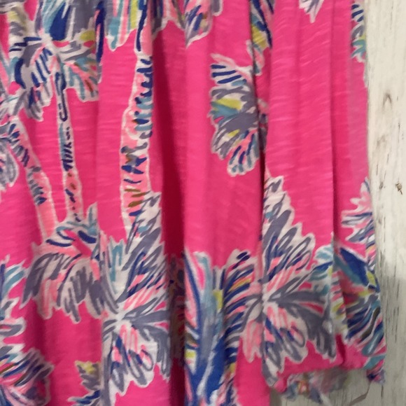 Lilly Pulitzer ALIA BEACH COVER UP Cotton Dress, Flamingo Pink Nice Stems XS K14 - Picture 3 of 9